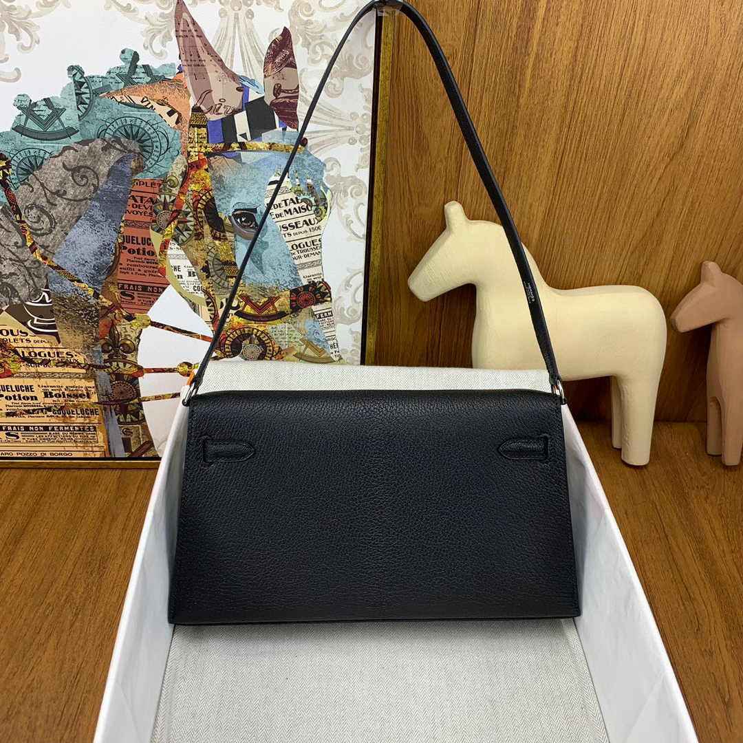 Hermes Kelly Bag Silver Hardware with Elan Black Leather