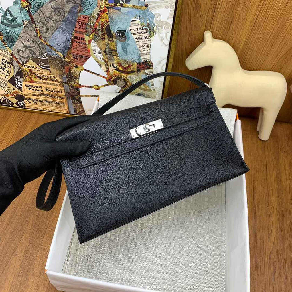Hermes Kelly Bag Silver Hardware with Elan Black Leather