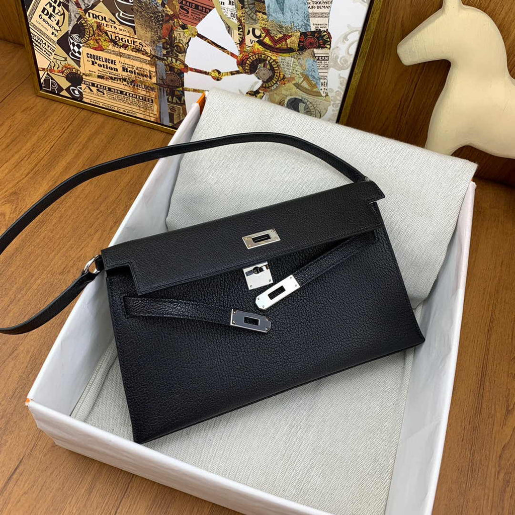 Hermes Kelly Bag Silver Hardware with Elan Black Leather