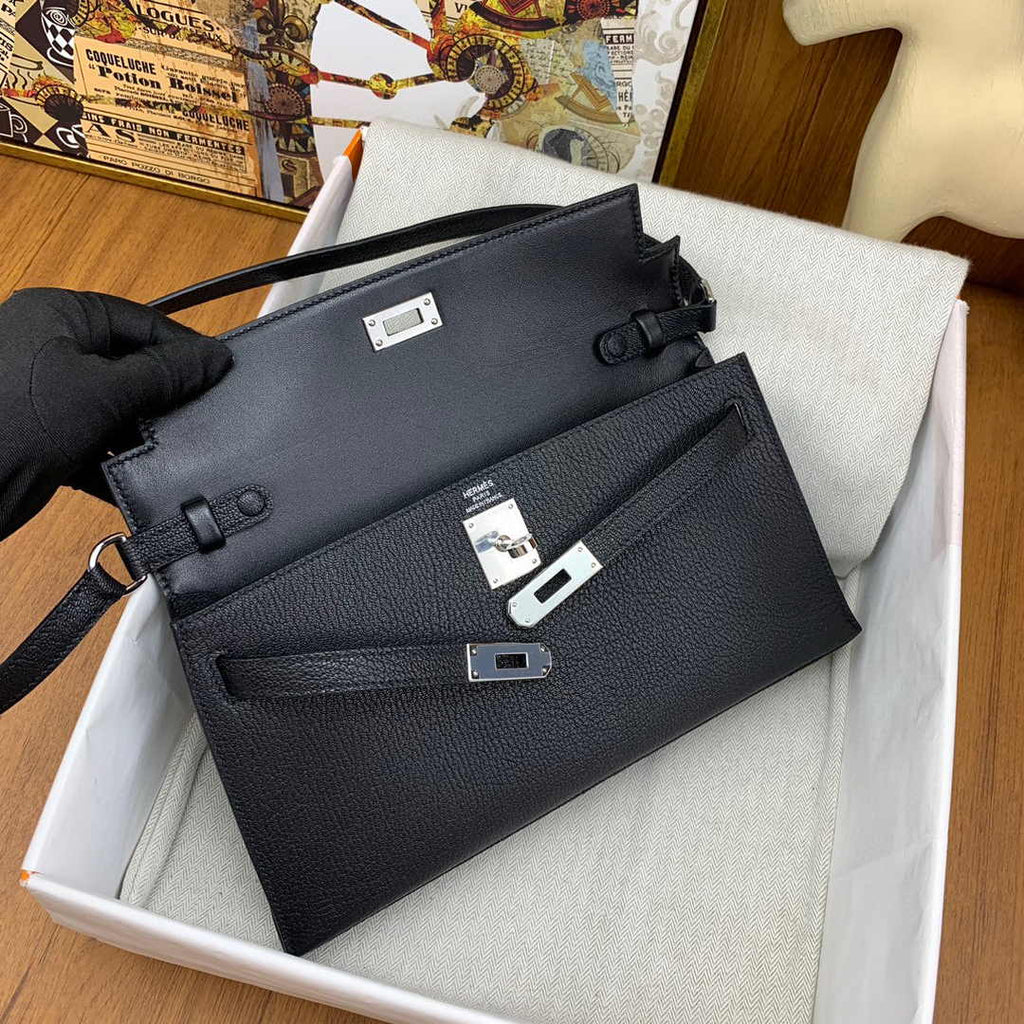 Hermes Kelly Bag Silver Hardware with Elan Black Leather