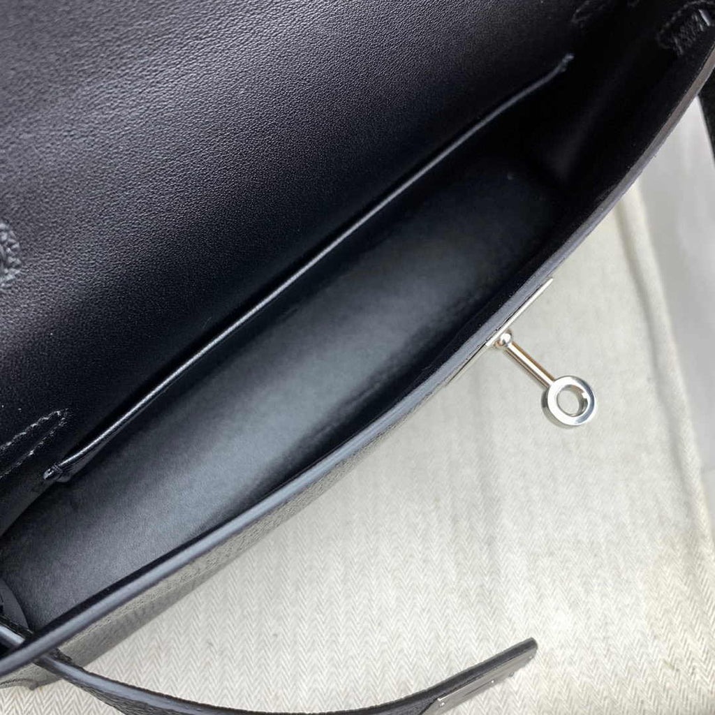 Hermes Kelly Bag Silver Hardware with Elan Black Leather
