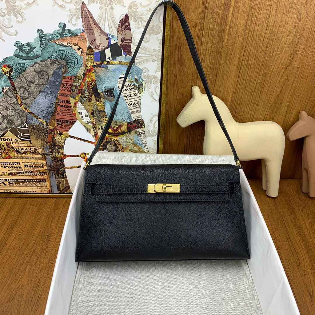 Hermes Kelly Bag Gold Hardware with Elan Black Leather