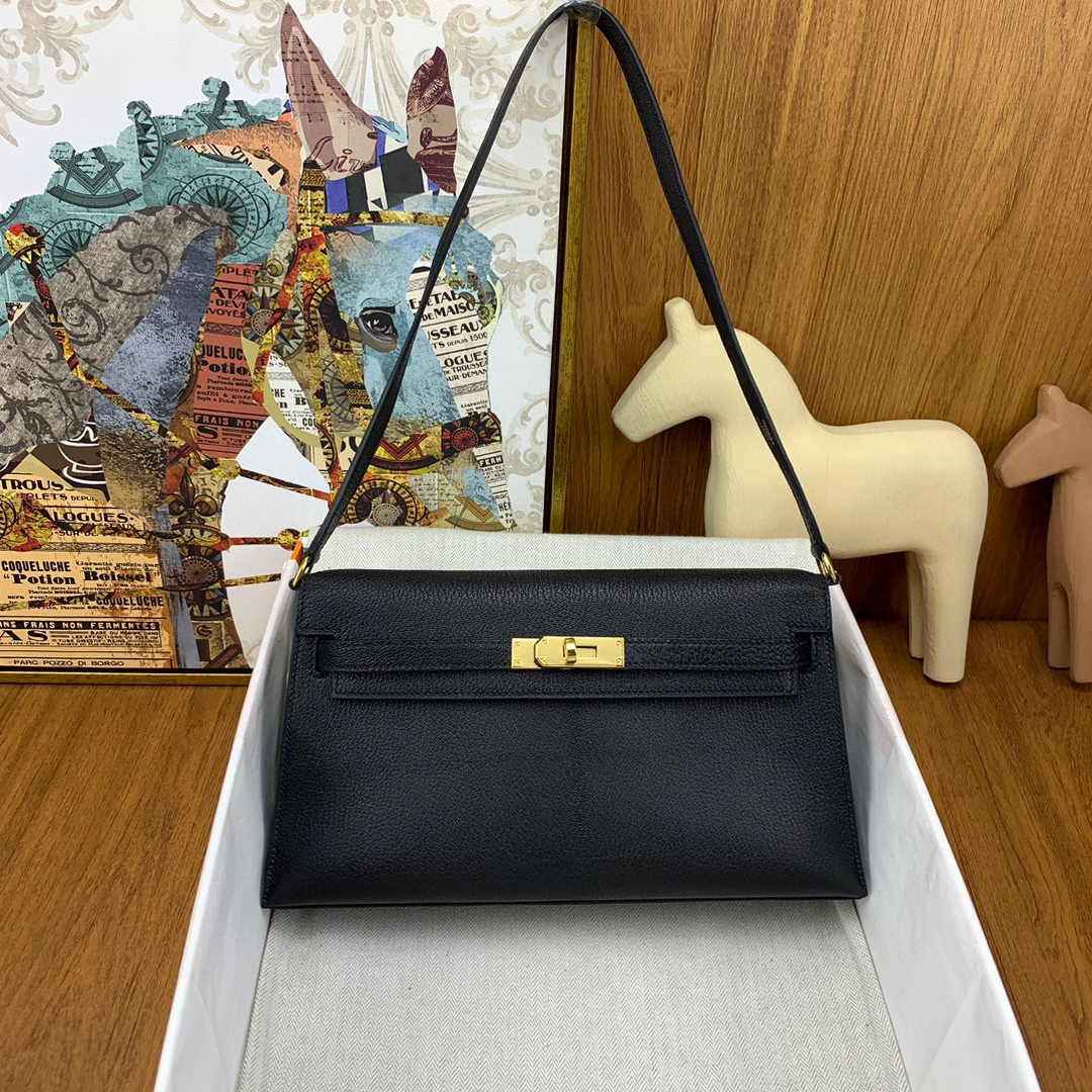 Hermes Kelly Bag Gold Hardware with Elan Black Leather