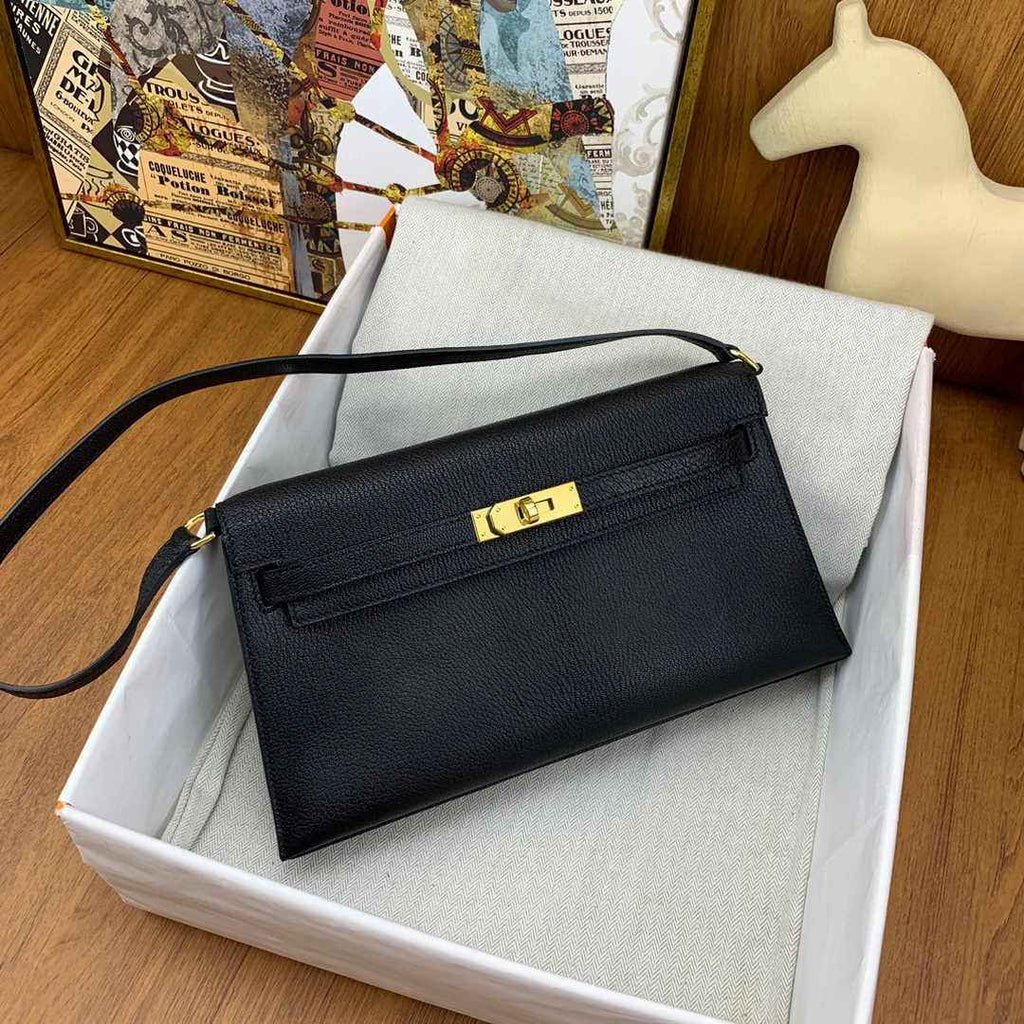 Hermes Kelly Bag Gold Hardware with Elan Black Leather