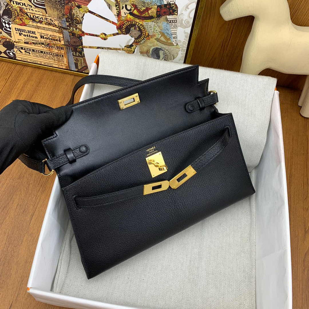 Hermes Kelly Bag Gold Hardware with Elan Black Leather