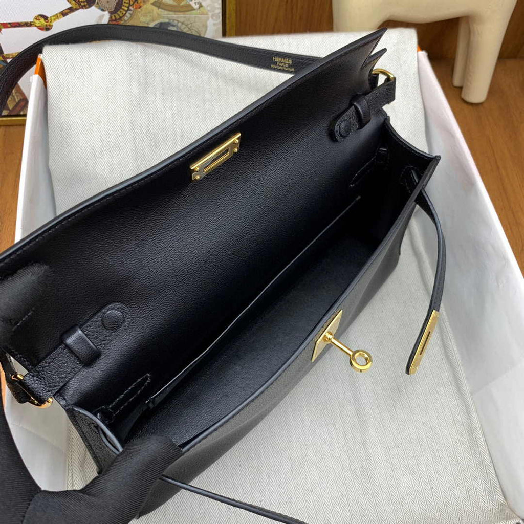 Hermes Kelly Bag Gold Hardware with Elan Black Leather