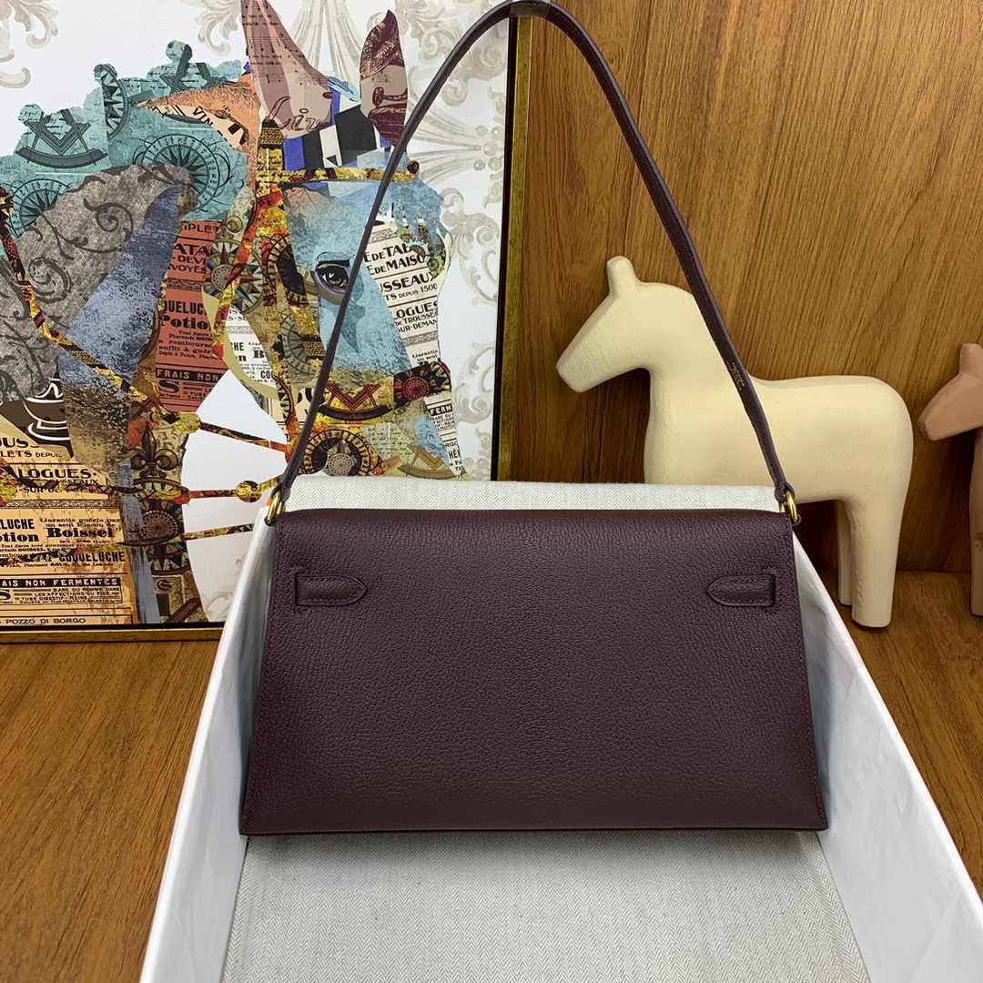 Hermes Kelly Bag Gold Hardware with Elan Wine Red Leather