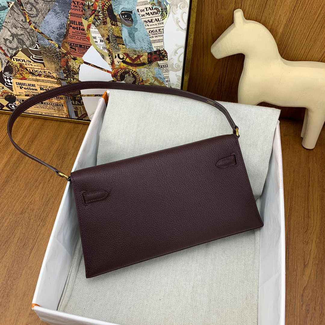 Hermes Kelly Bag Gold Hardware with Elan Wine Red Leather