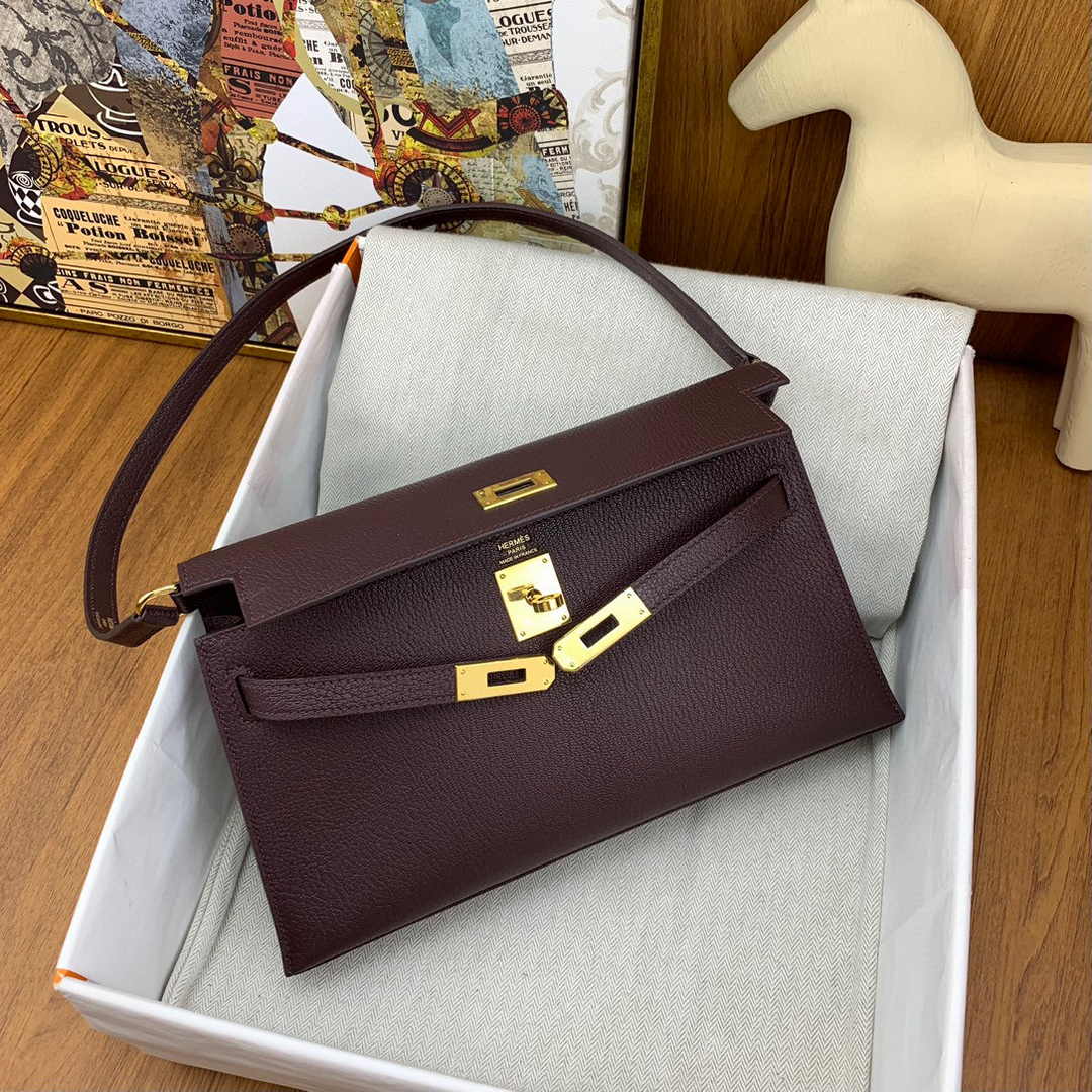 Hermes Kelly Bag Gold Hardware with Elan Wine Red Leather