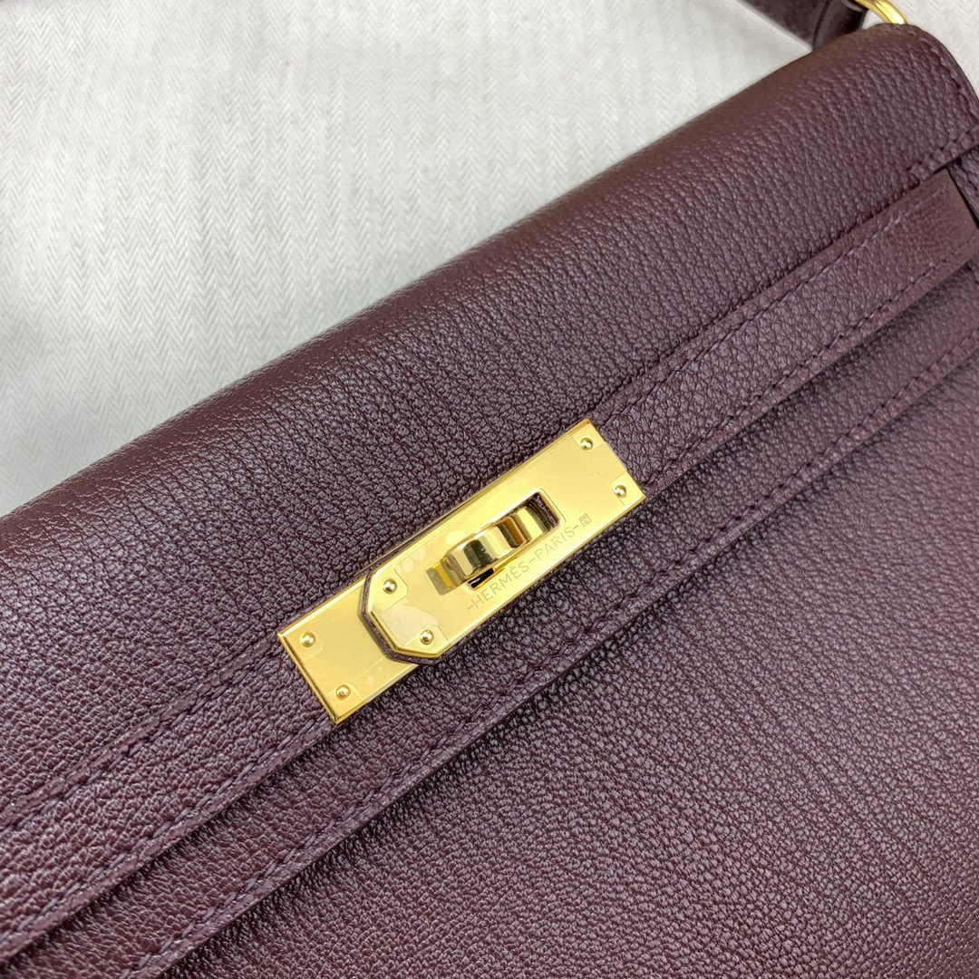 Hermes Kelly Bag Gold Hardware with Elan Wine Red Leather