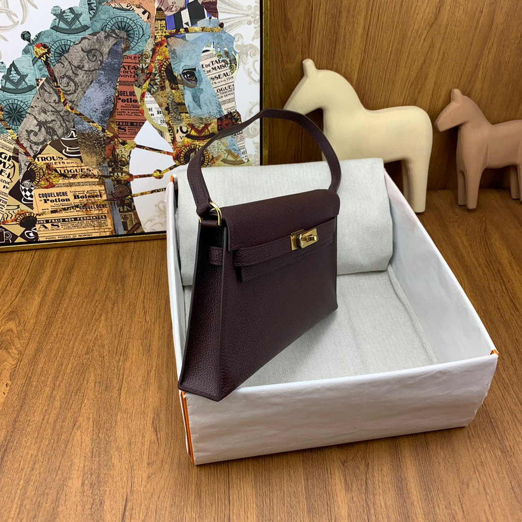 Hermes Kelly Bag Gold Hardware with Elan Wine Red Leather