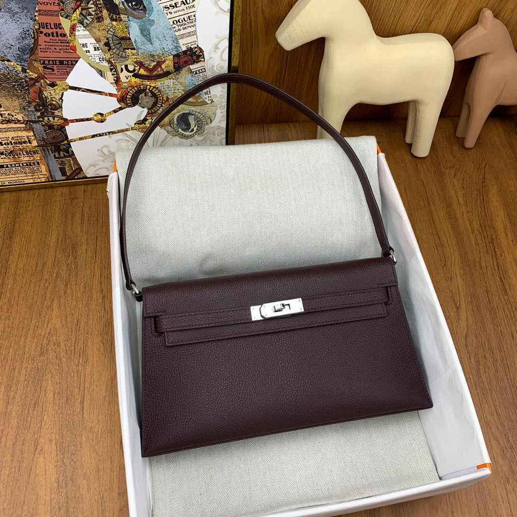 Hermes Kelly Bag Silver Hardware with Elan Wine Red Leather
