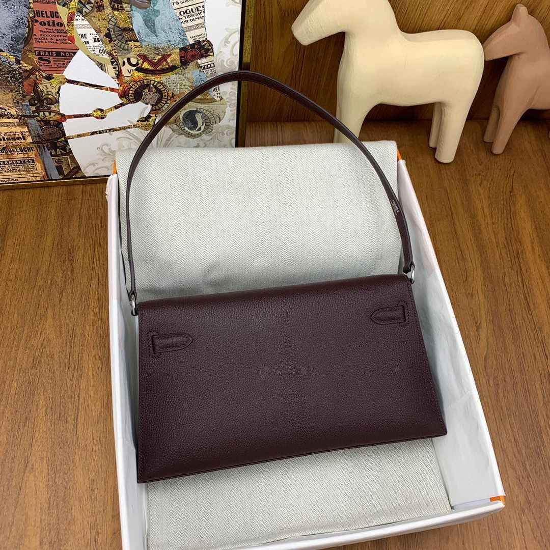 Hermes Kelly Bag Silver Hardware with Elan Wine Red Leather
