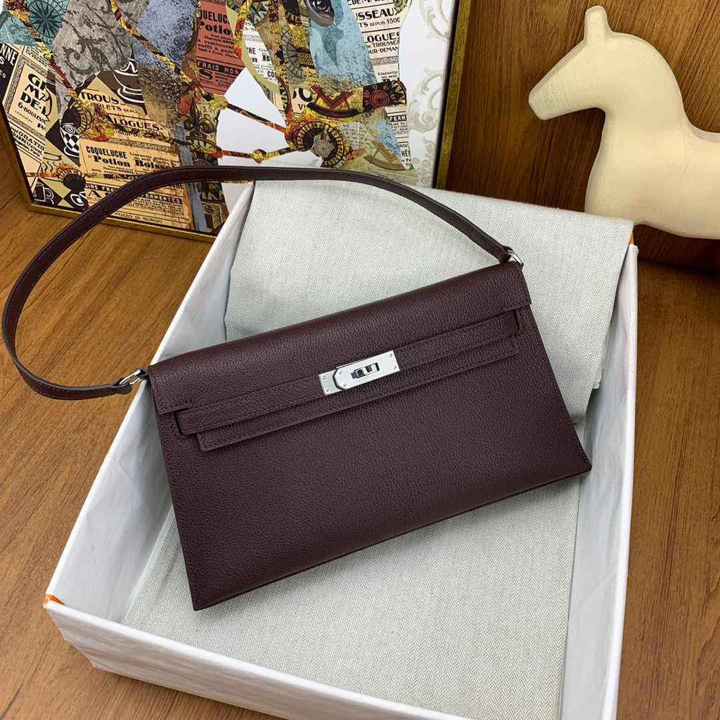 Hermes Kelly Bag Silver Hardware with Elan Wine Red Leather