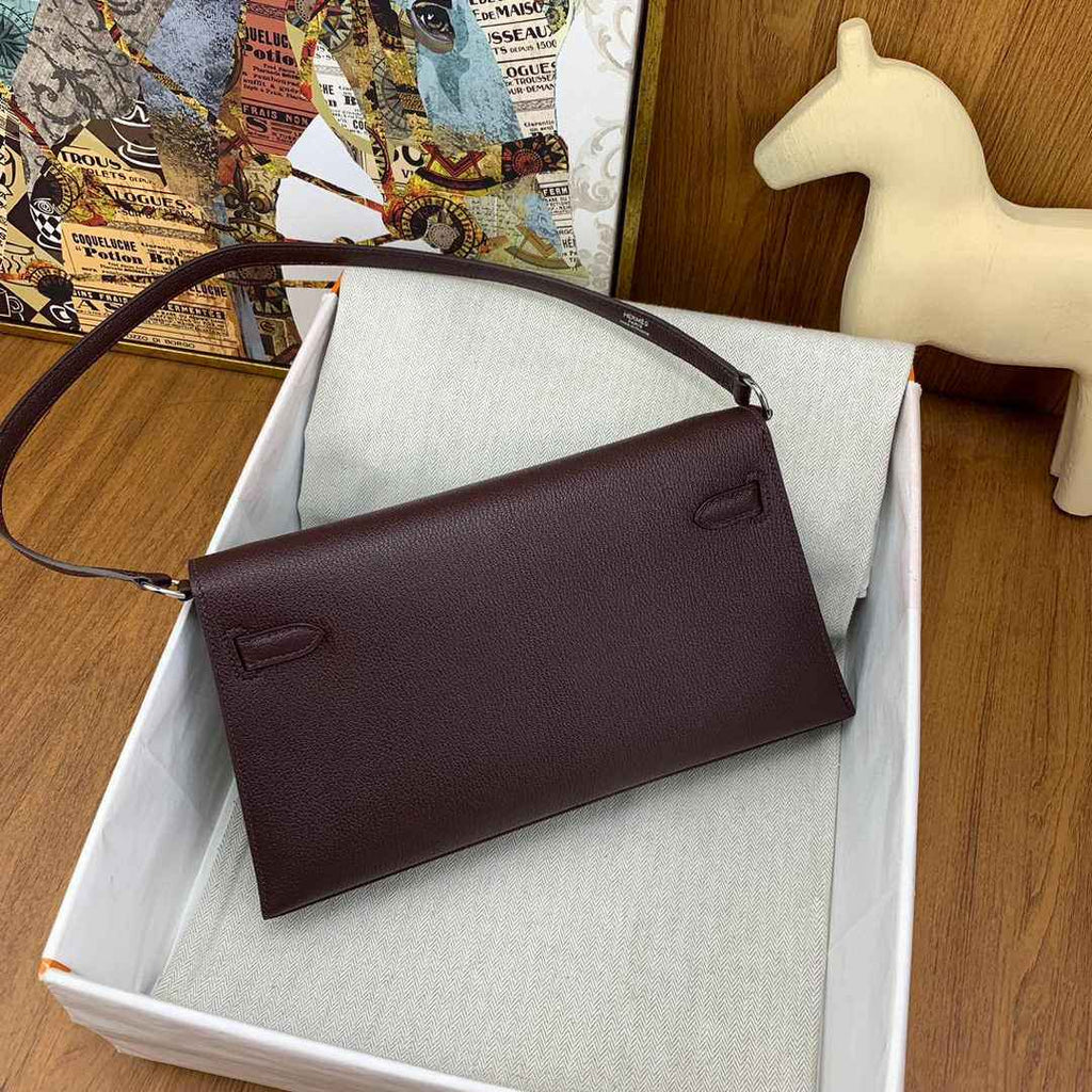 Hermes Kelly Bag Silver Hardware with Elan Wine Red Leather
