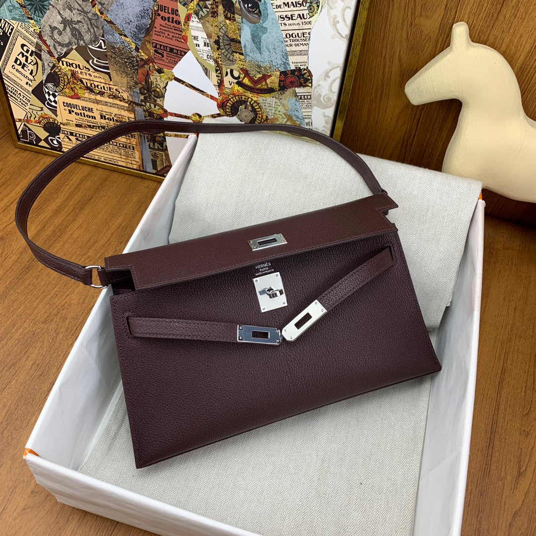 Hermes Kelly Bag Silver Hardware with Elan Wine Red Leather