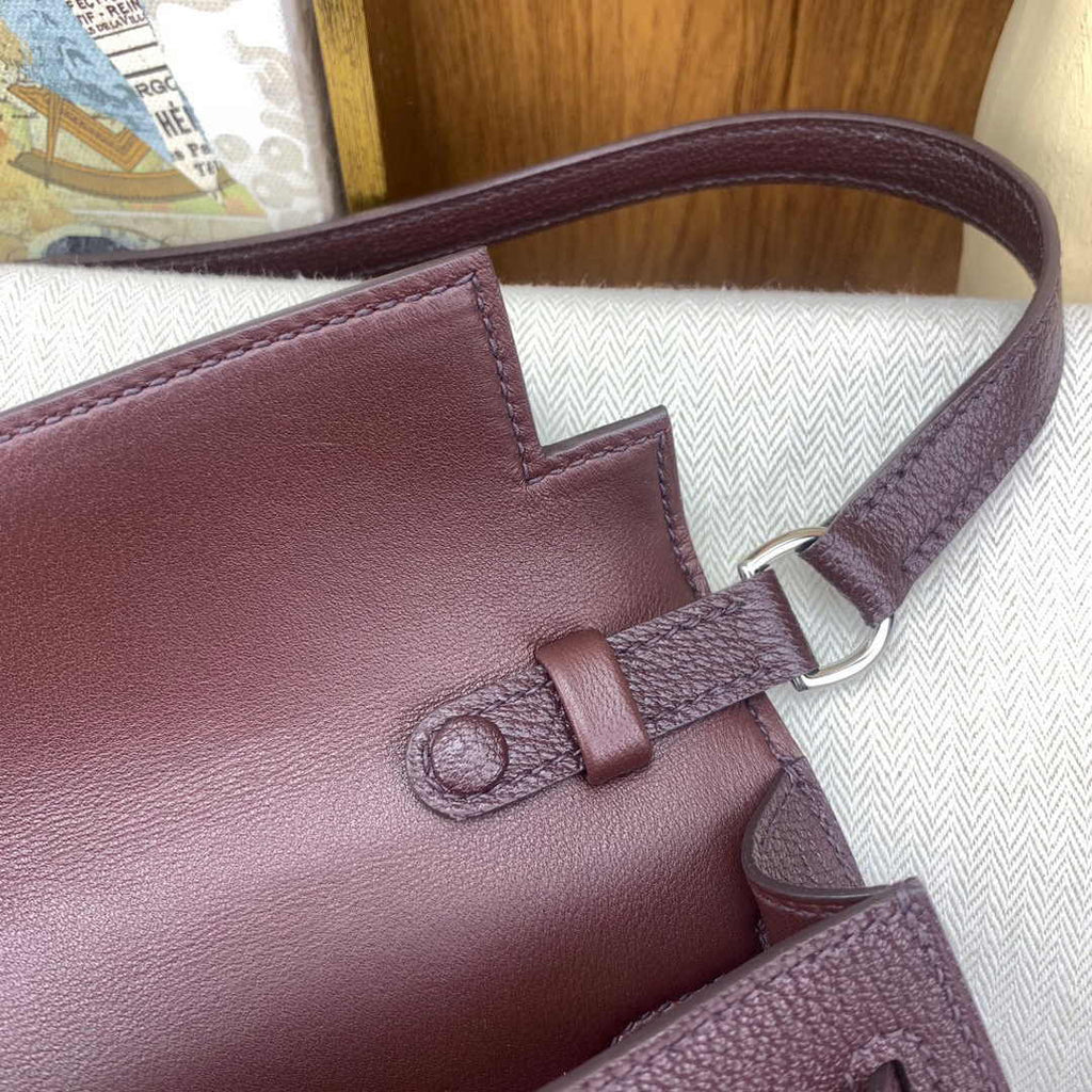 Hermes Kelly Bag Silver Hardware with Elan Wine Red Leather
