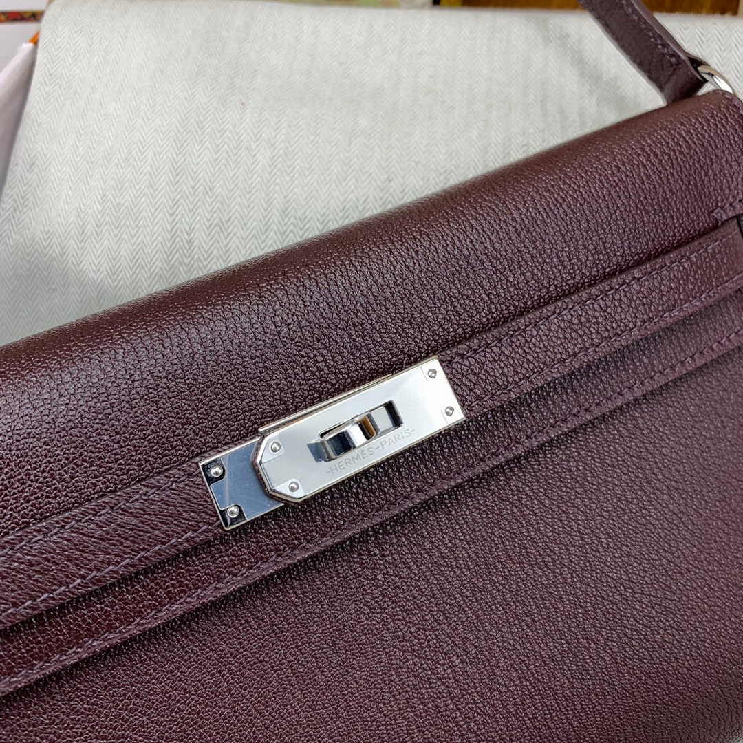 Hermes Kelly Bag Silver Hardware with Elan Wine Red Leather