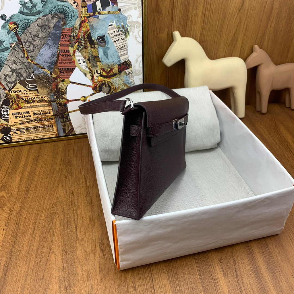 Hermes Kelly Bag Silver Hardware with Elan Wine Red Leather