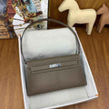 Hermes Kelly Bag Silver Hardware with Elan Gray Leather