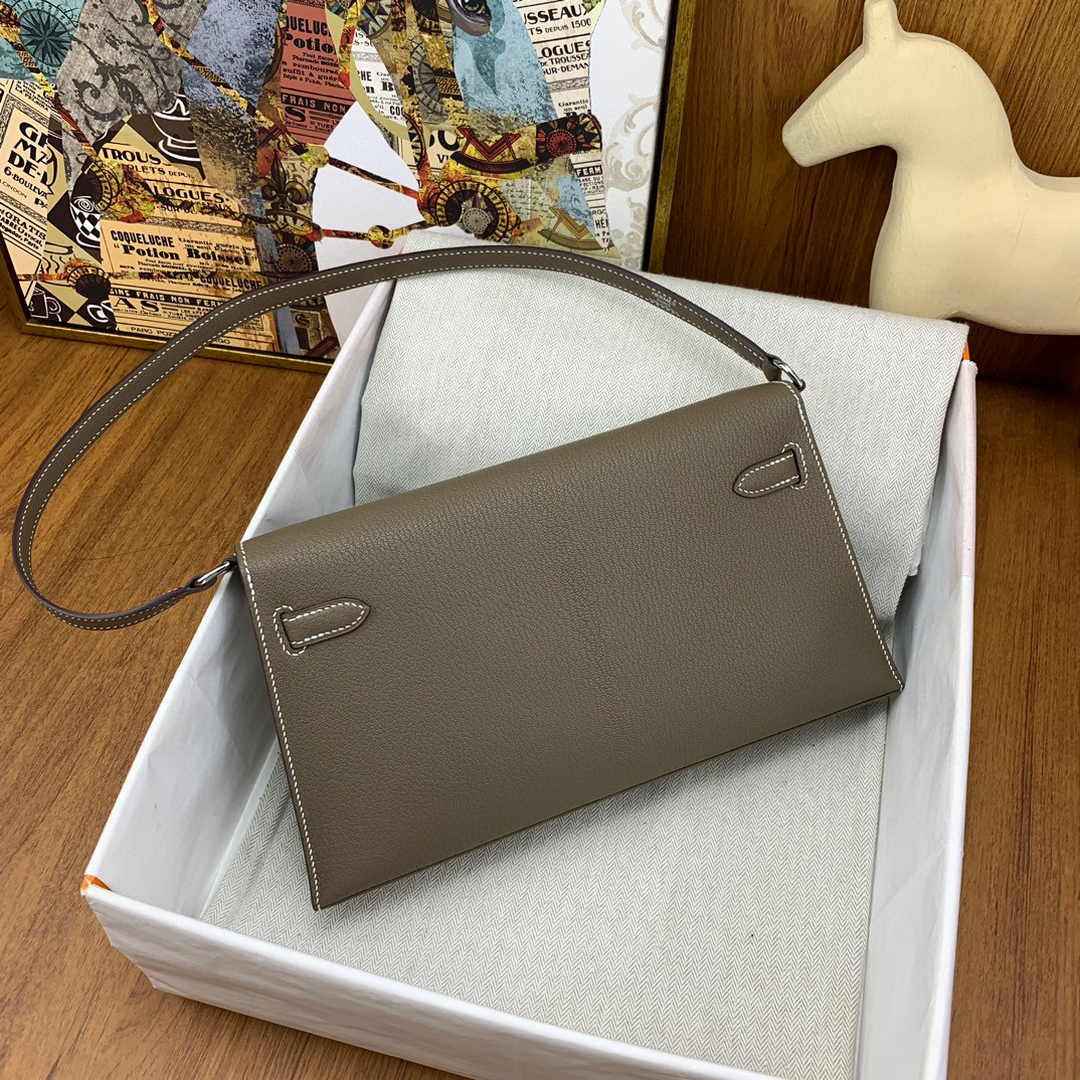 Hermes Kelly Bag Silver Hardware with Elan Gray Leather