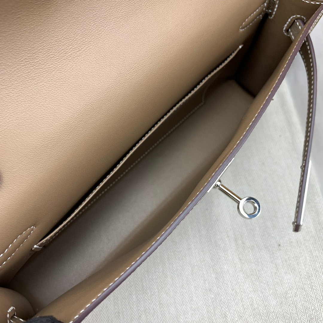 Hermes Kelly Bag Silver Hardware with Elan Gray Leather