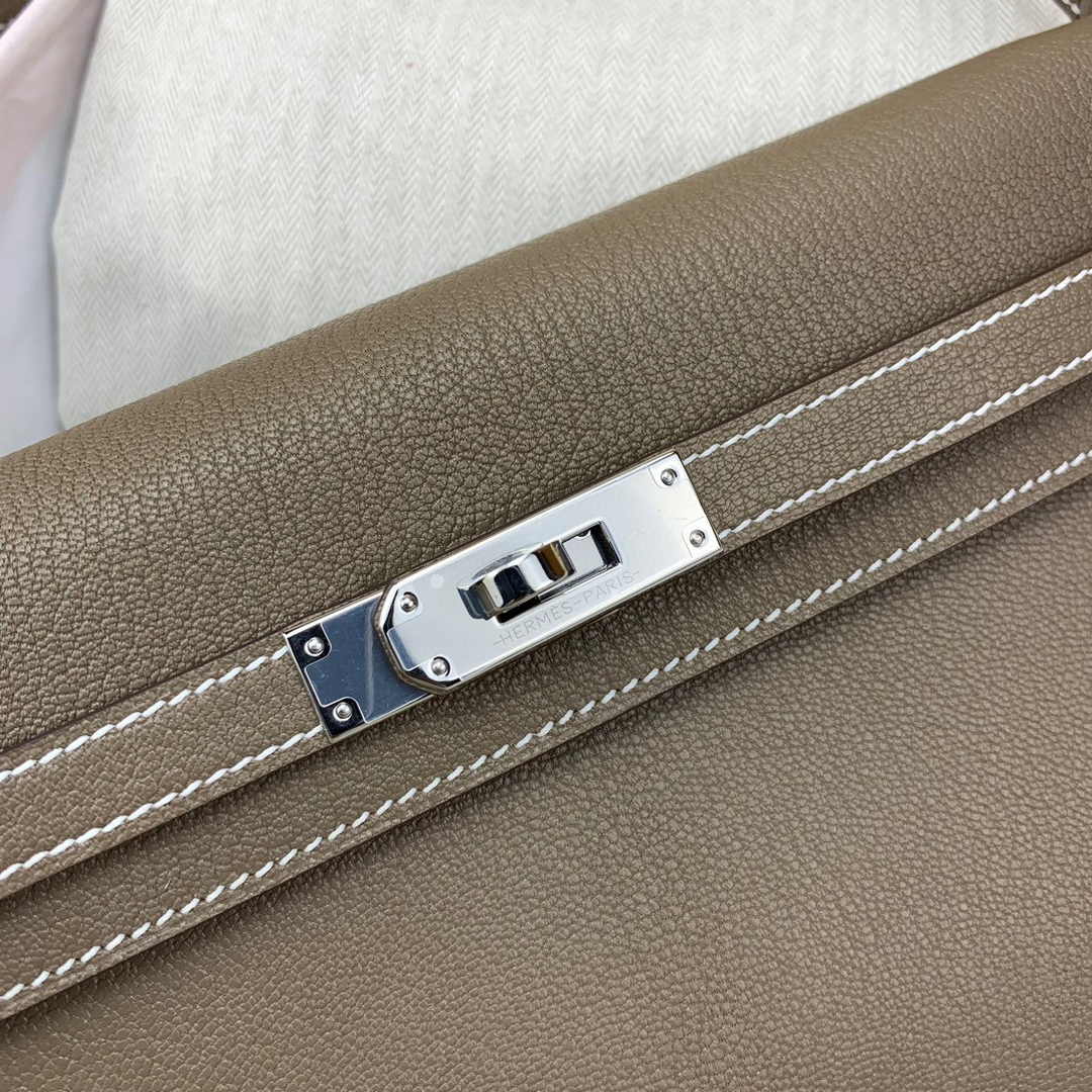 Hermes Kelly Bag Silver Hardware with Elan Gray Leather