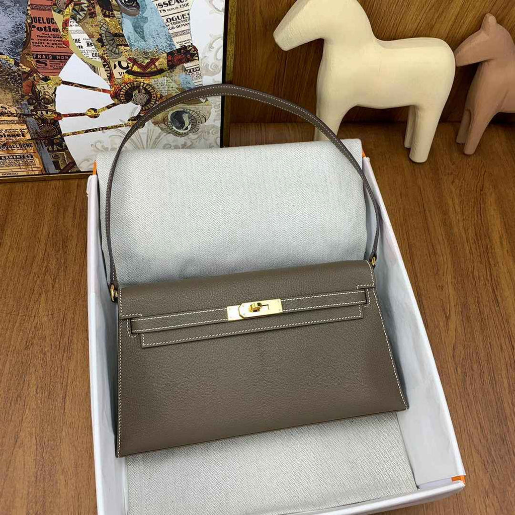 Hermes Kelly Bag Gold Hardware with Elan Gray Leather