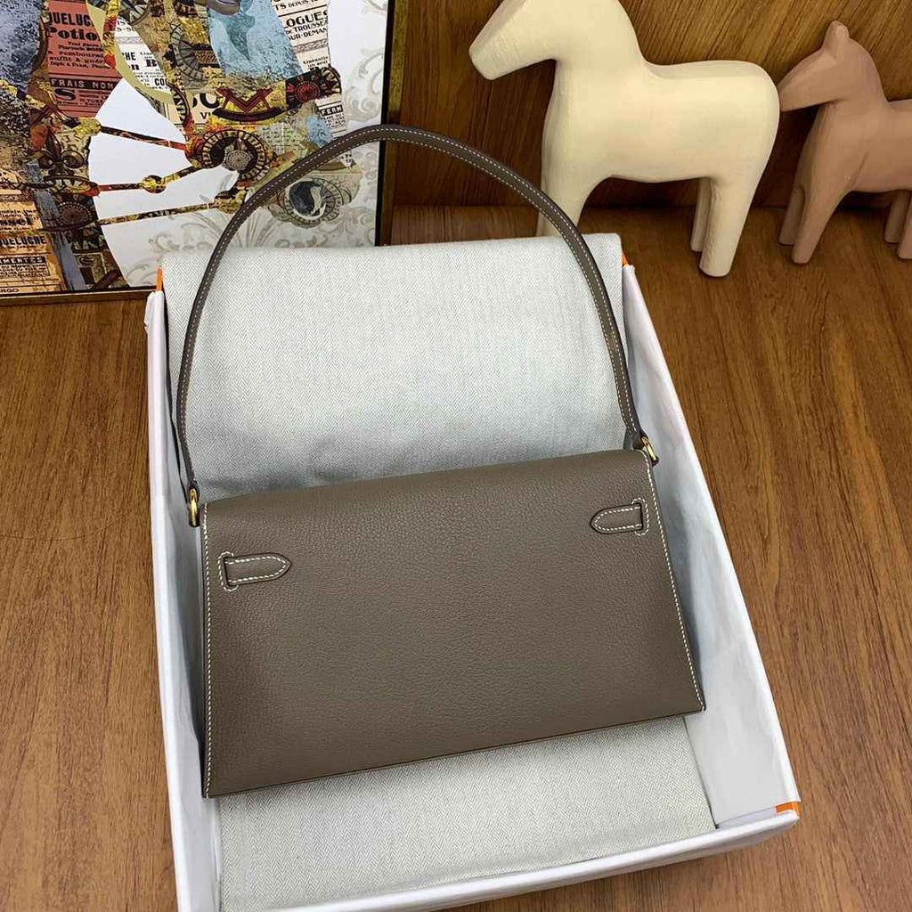 Hermes Kelly Bag Gold Hardware with Elan Gray Leather