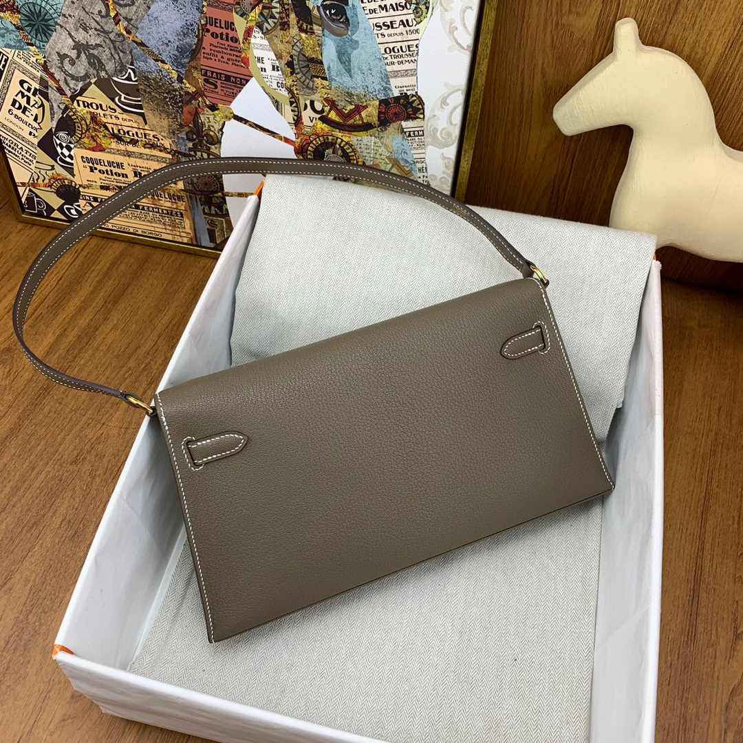 Hermes Kelly Bag Gold Hardware with Elan Gray Leather