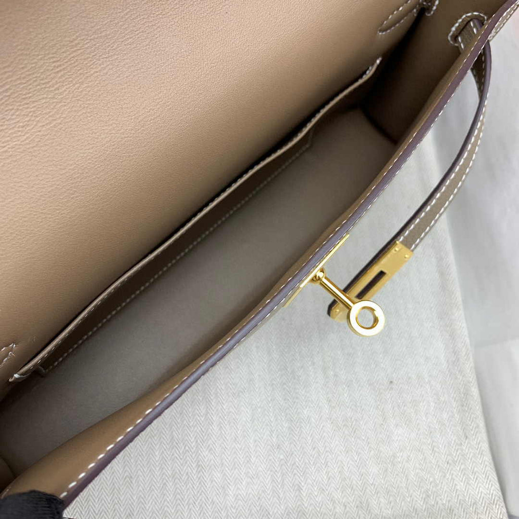 Hermes Kelly Bag Gold Hardware with Elan Gray Leather