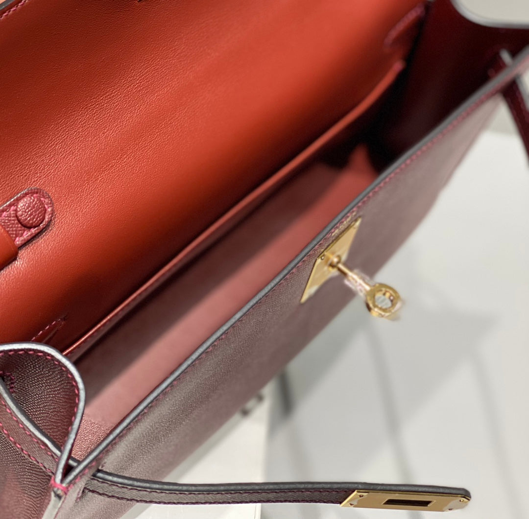 Hermes Kelly Bag Red Epsom Leather Gold Hardware