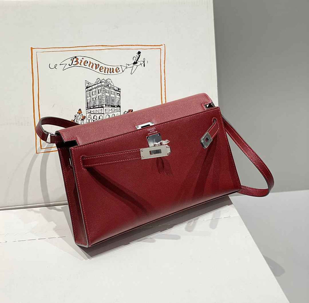 Hermes Kelly Bag Red Epsom Leather Silver Hardware