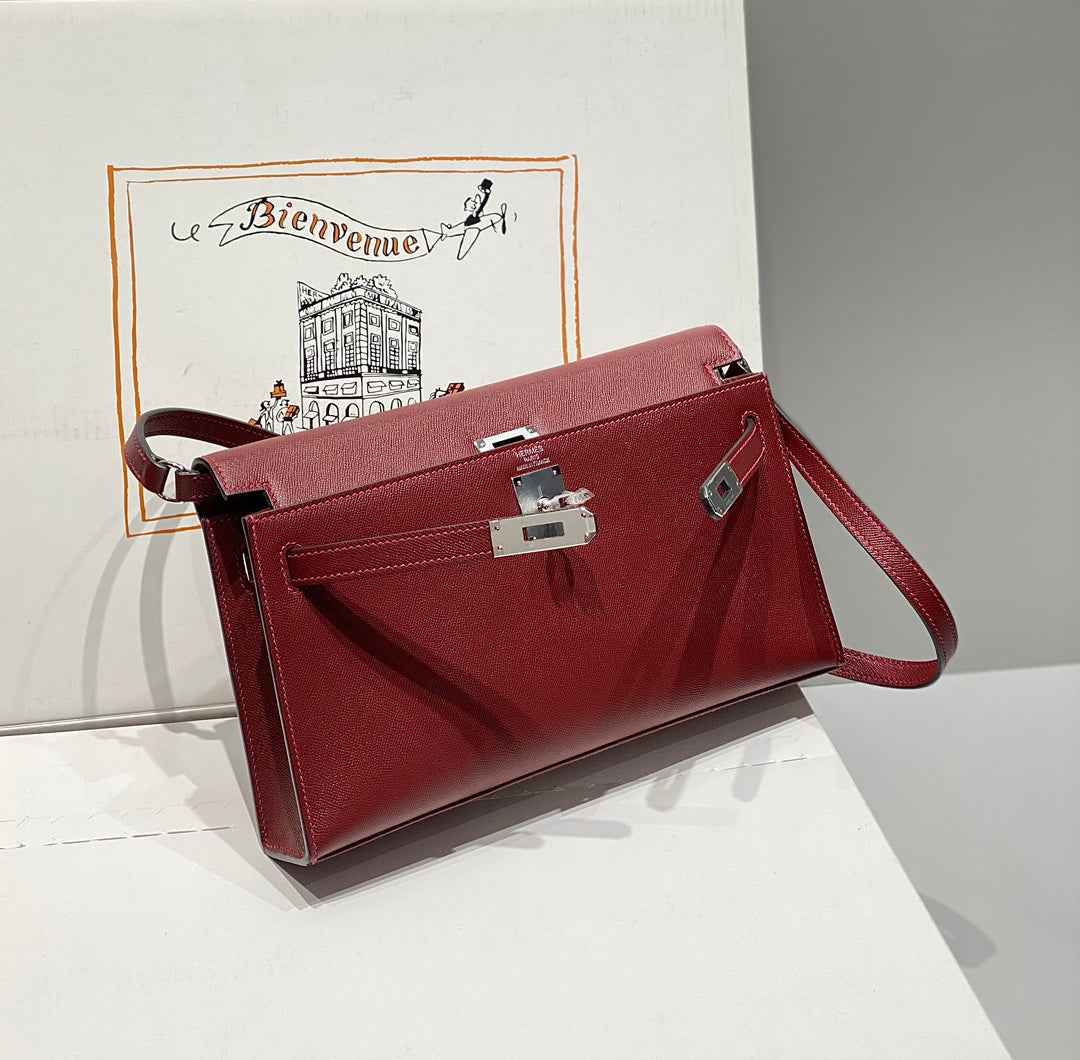 Hermes Kelly Bag Red Epsom Leather Silver Hardware