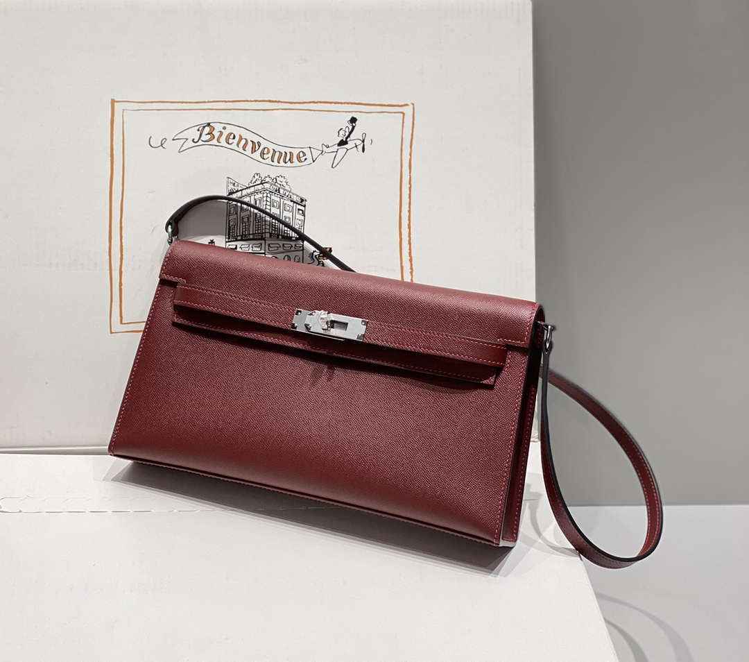 Hermes Kelly Bag Red Epsom Leather Silver Hardware