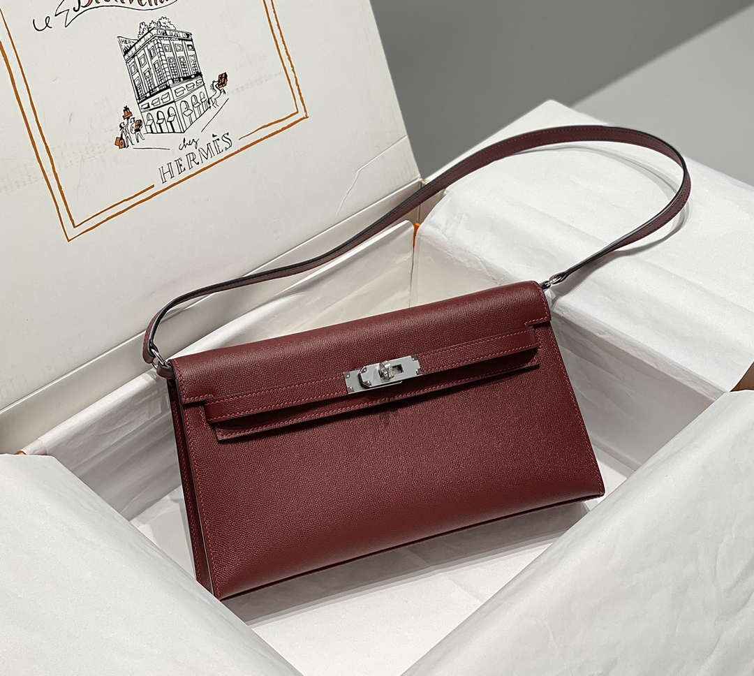 Hermes Kelly Bag Red Epsom Leather Silver Hardware
