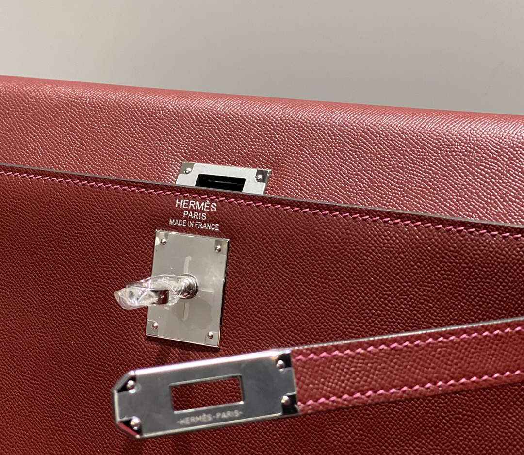 Hermes Kelly Bag Red Epsom Leather Silver Hardware