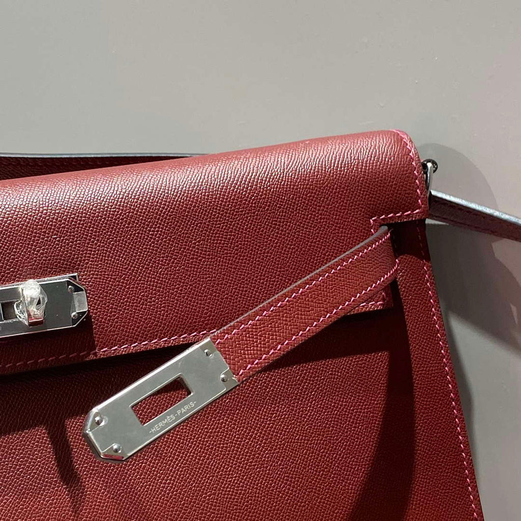 Hermes Kelly Bag Red Epsom Leather Silver Hardware