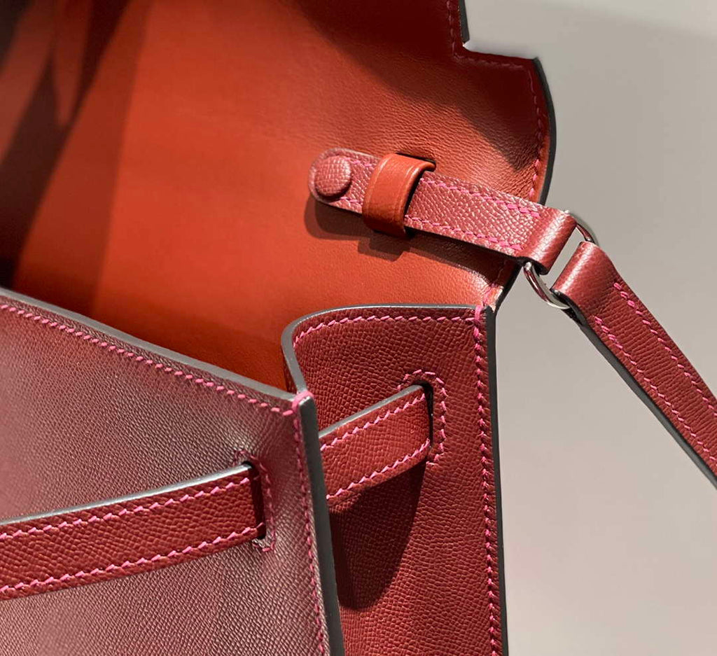 Hermes Kelly Bag Red Epsom Leather Silver Hardware