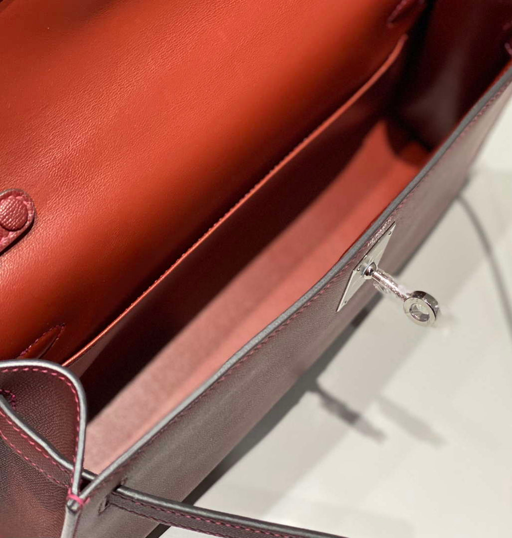 Hermes Kelly Bag Red Epsom Leather Silver Hardware