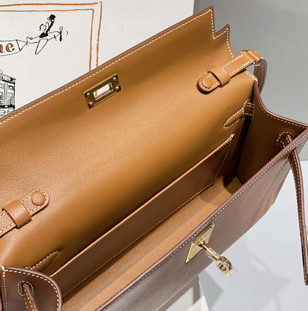 Hermes Kelly Bag Brown Epsom Leather Gold Hardware