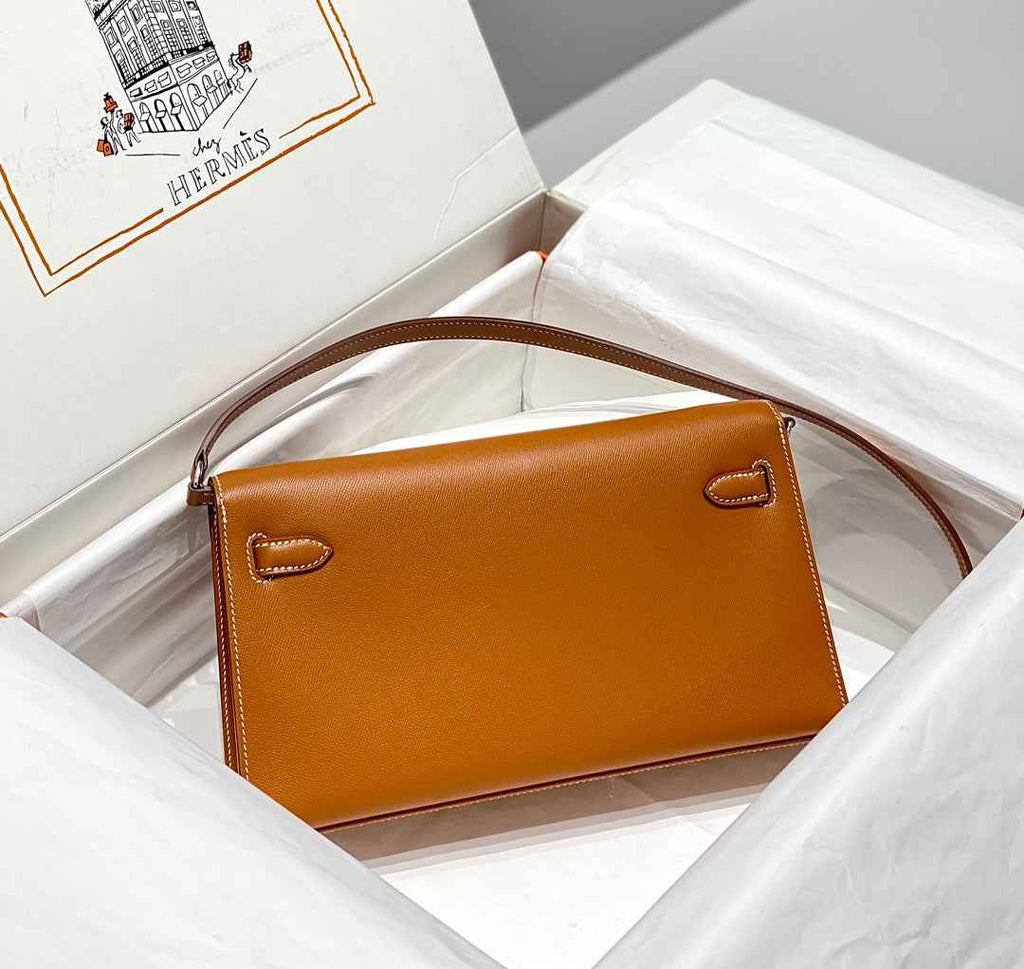 Hermes Kelly Bag Brown Epsom Leather Silver Hardware
