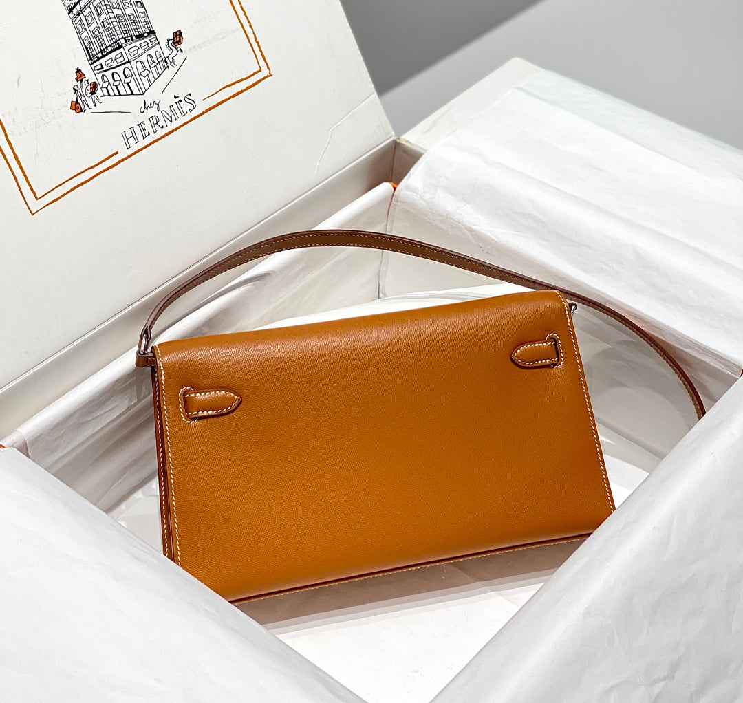 Hermes Kelly Bag Brown Epsom Leather Silver Hardware