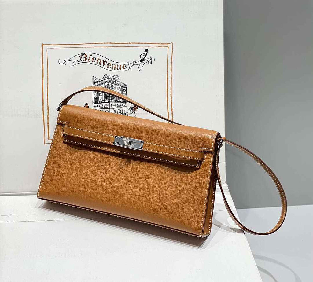 Hermes Kelly Bag Brown Epsom Leather Silver Hardware