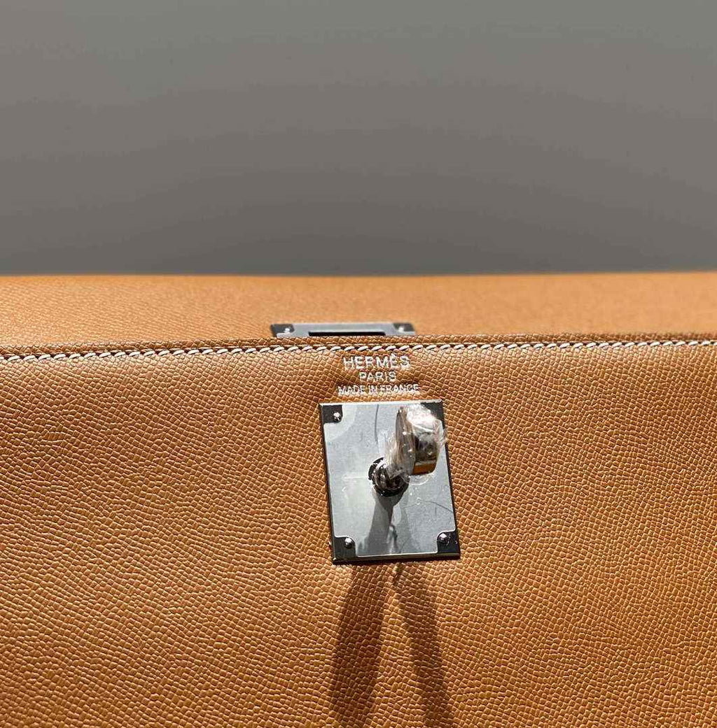 Hermes Kelly Bag Brown Epsom Leather Silver Hardware