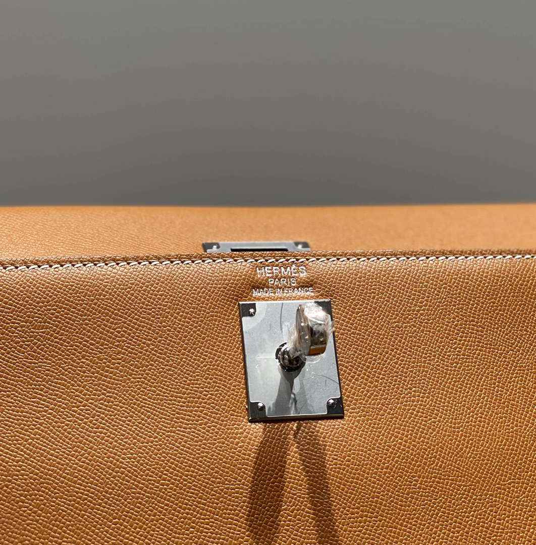 Hermes Kelly Bag Brown Epsom Leather Silver Hardware