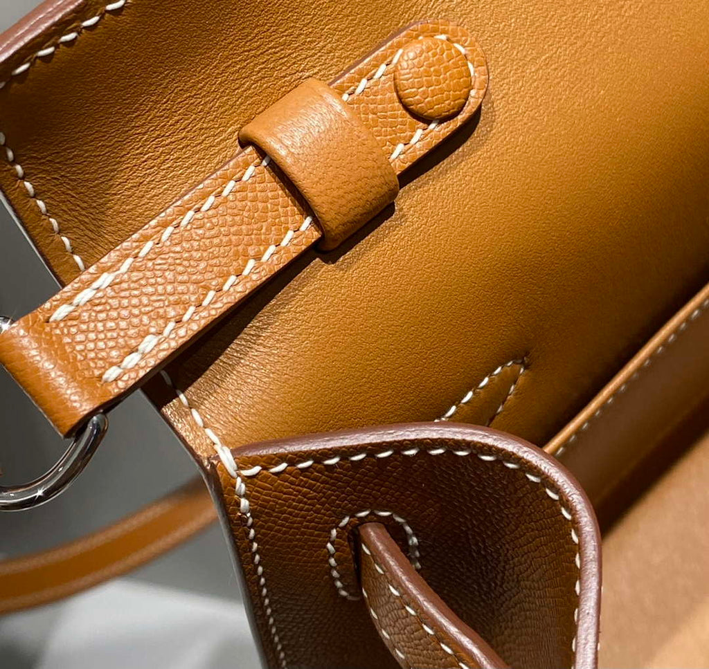 Hermes Kelly Bag Brown Epsom Leather Silver Hardware