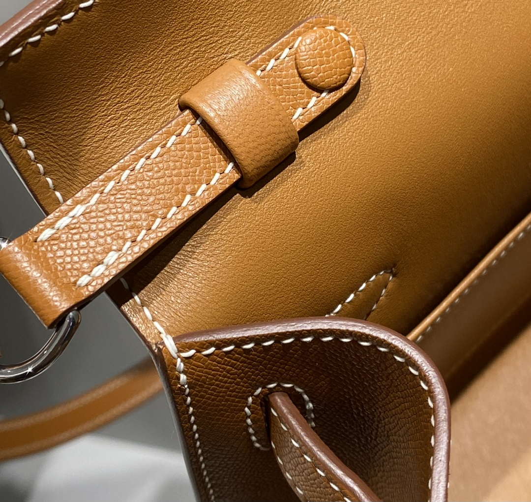 Hermes Kelly Bag Brown Epsom Leather Silver Hardware