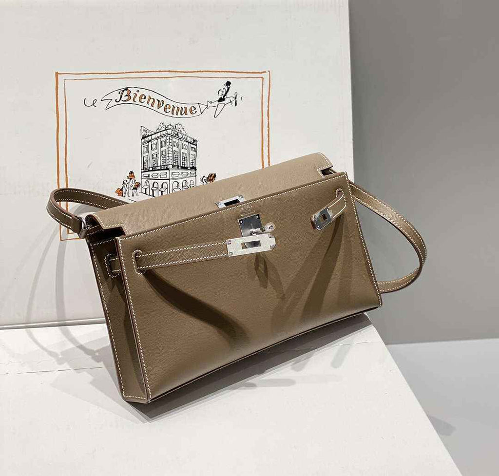 Hermes Kelly Bag Gray Epsom Leather Silver Hardware