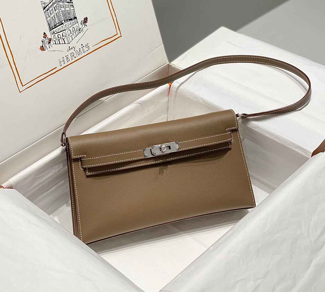 Hermes Kelly Bag Gray Epsom Leather Silver Hardware